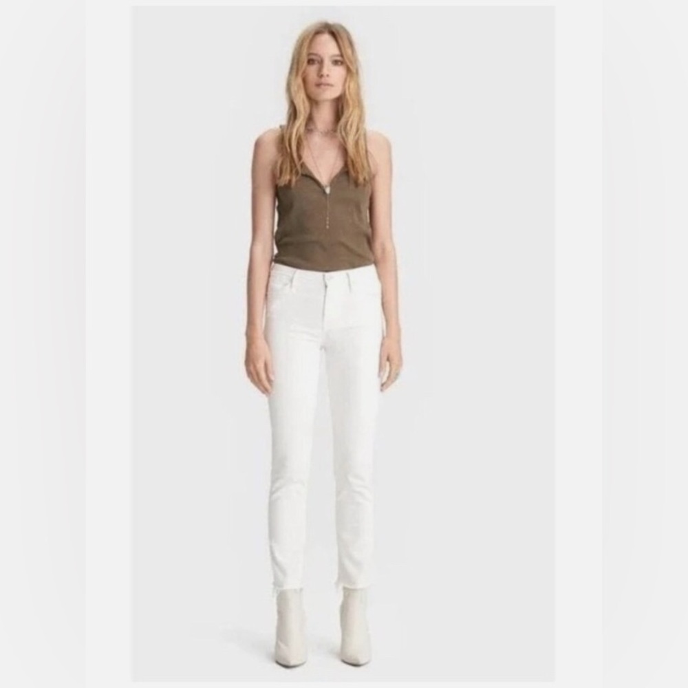 Mother The Rascal Crop Fray Jeans In Cream Puffs Size 25 Casual Trendy Preppy